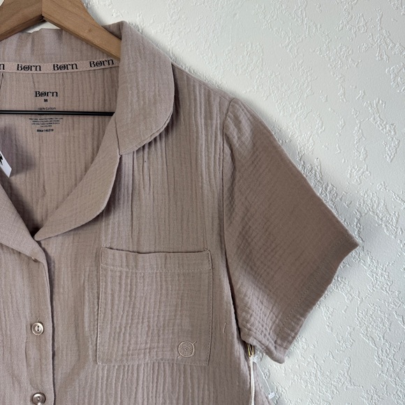 Born Taupe Short Sleeve Pajama Top - Picture 2 of 6